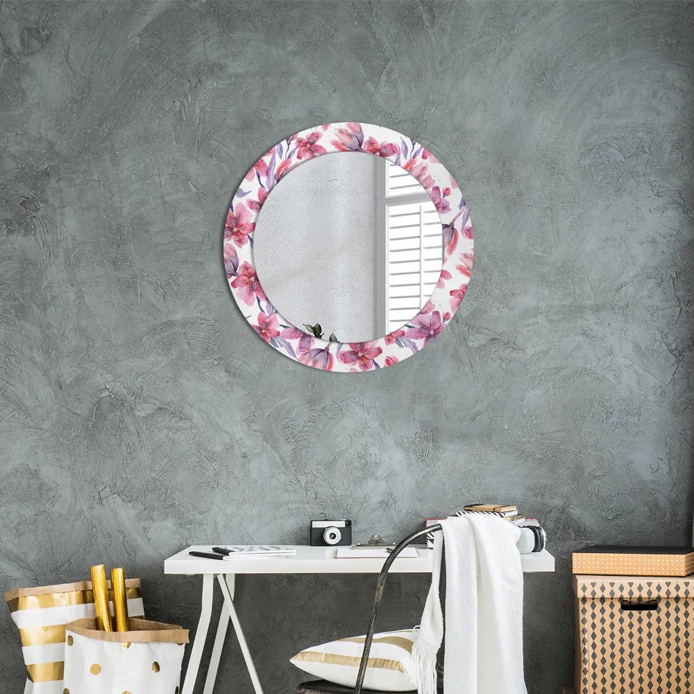 Okrúhle zrkadlo s potlačou Kvety fi 60 cm