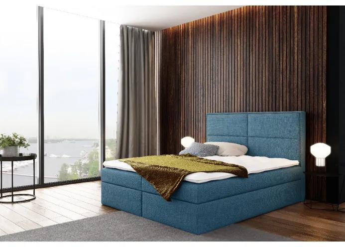 Jednolůžková čalouněná postel Gery modrá 120 + topper zdarma