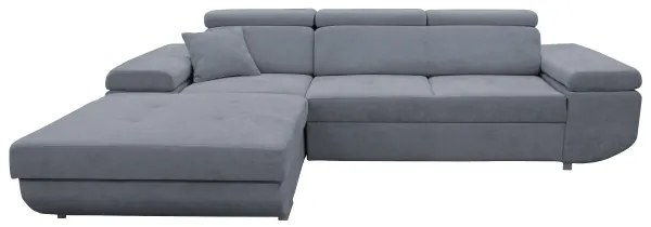 Rozkladacia rohová sedacia súprava s úložným priestorom vo tvare L CASTELO ľavá tmavošedá