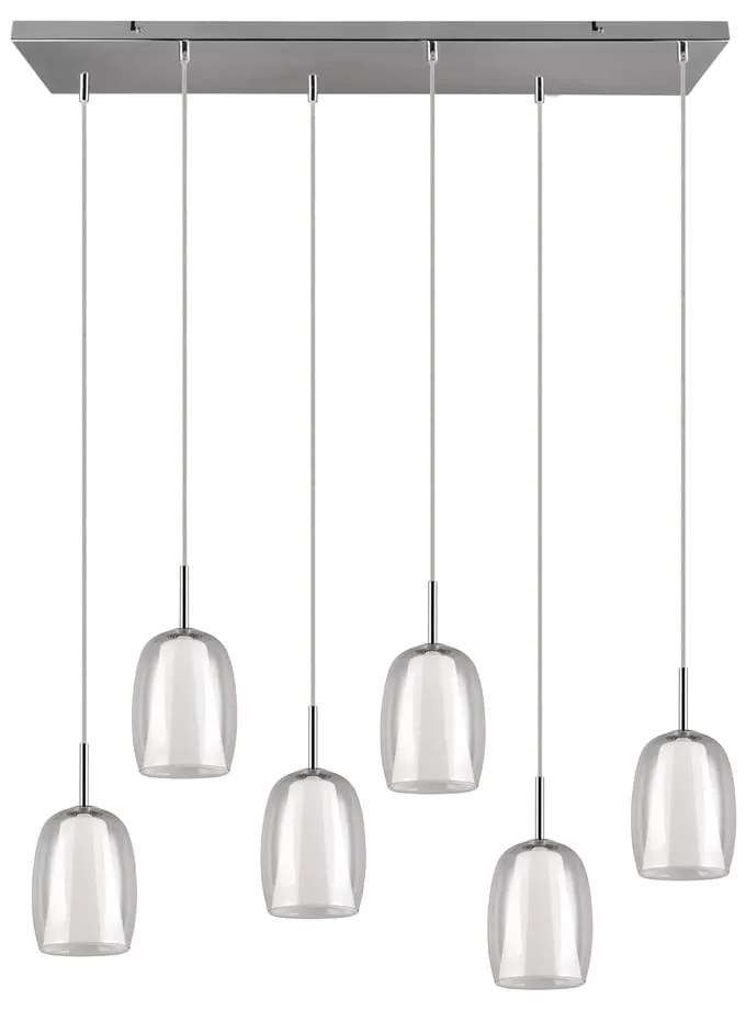 Závesné svietidlo v striebornej farbe so skleneným tienidlom Barret – Trio Select