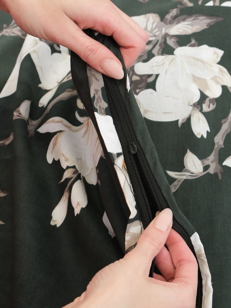 Francúzske bavlnené obliečky Renforcé - Johari tmavo zelené