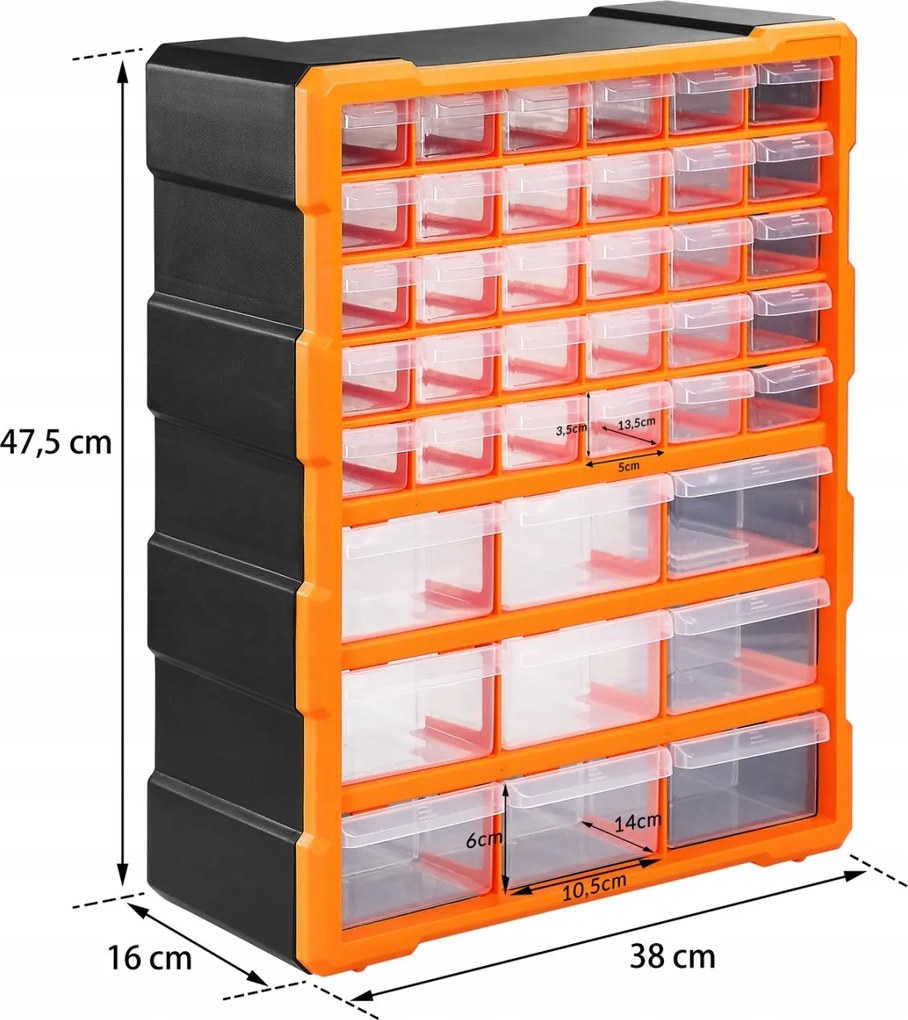 Organizér Damir s 39 priehradkami čierny/oranžový