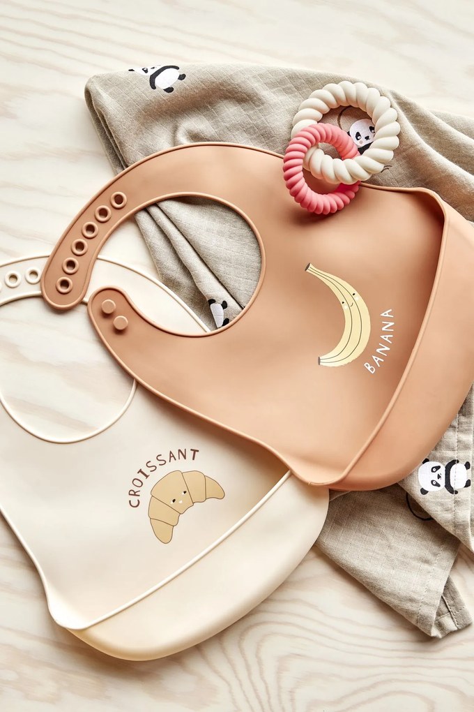 Yummy podbradníky s vreckom hnedý a žltý, 2 ks