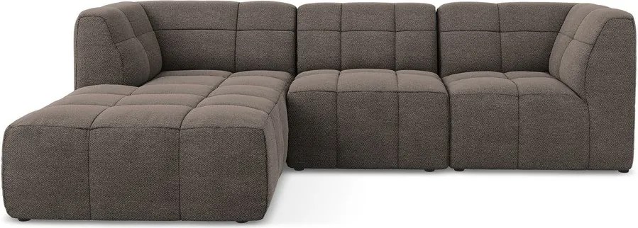 Hnedá rohová pohovka z textílie buklé (ľavý roh/s leňoškou) Aloha – Makamii