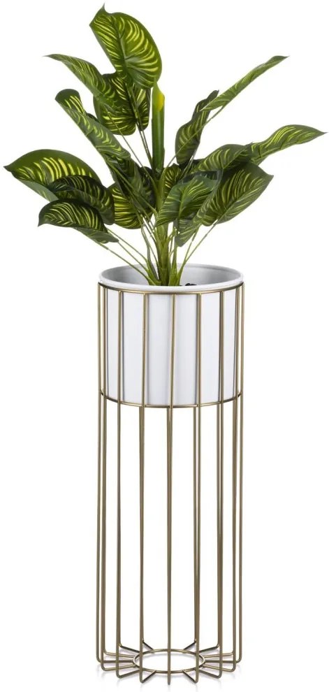 Kvetináč na stojane LOFT II 55 cm zlatý/biely