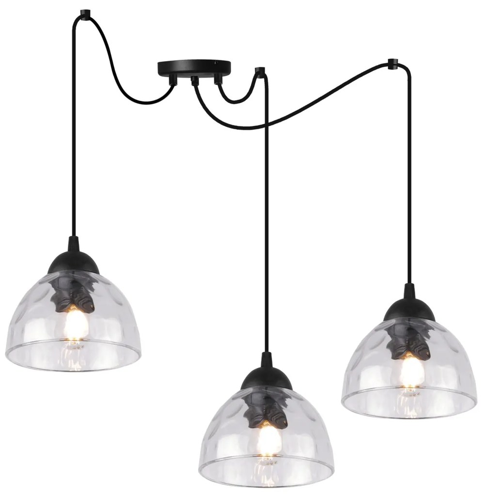 Závesné svietidlo Venice Spider, 3x číre sklenené tienidlo