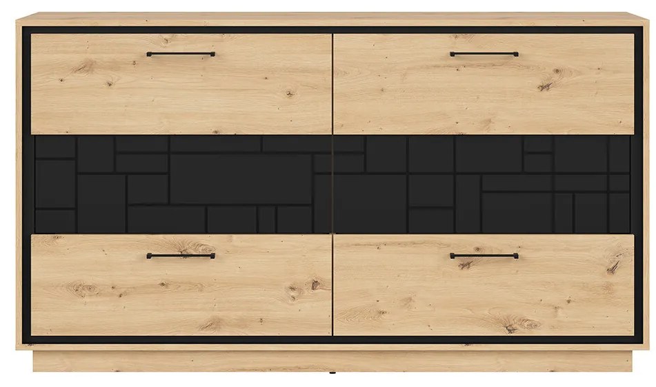 Komoda BRW Pont KOM6S (dub artisan + čierna matná). Akcia -18%. Vlastná spoľahlivá doprava až k Vám domov. 1063043