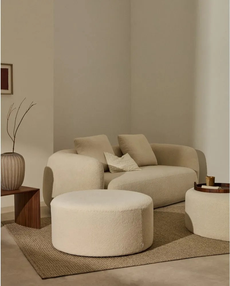 Krémový taburet z textílie buklé Kaeli – Kave Home