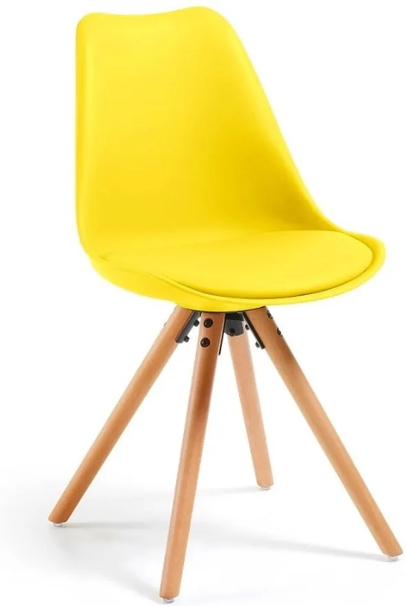 Žltá stolička s bukovými nohami loomi.design Lumos