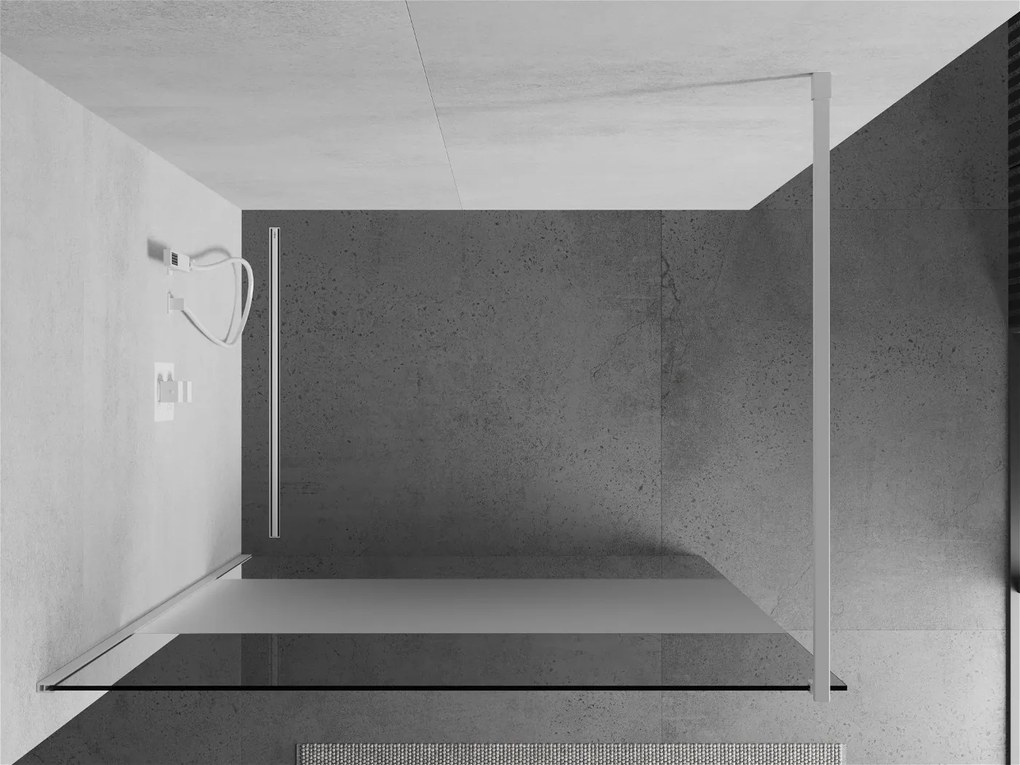 Mexen Kioto, Walk-In sprchová zástena 80 x 200 cm, 8mm sklo číre/námraza, biely profil, 800-080-101-20-35