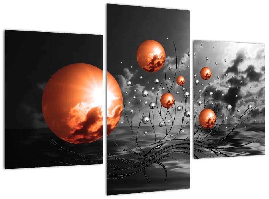 Abstraktné obrazy - oranžové gule