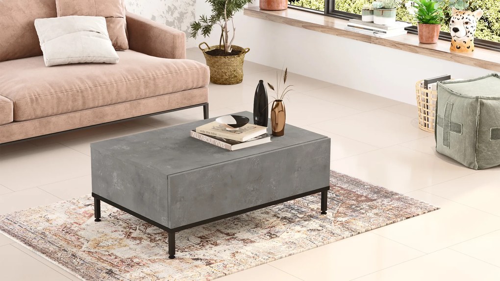 Konferenčný stolík Houseland Wren betón/čierny