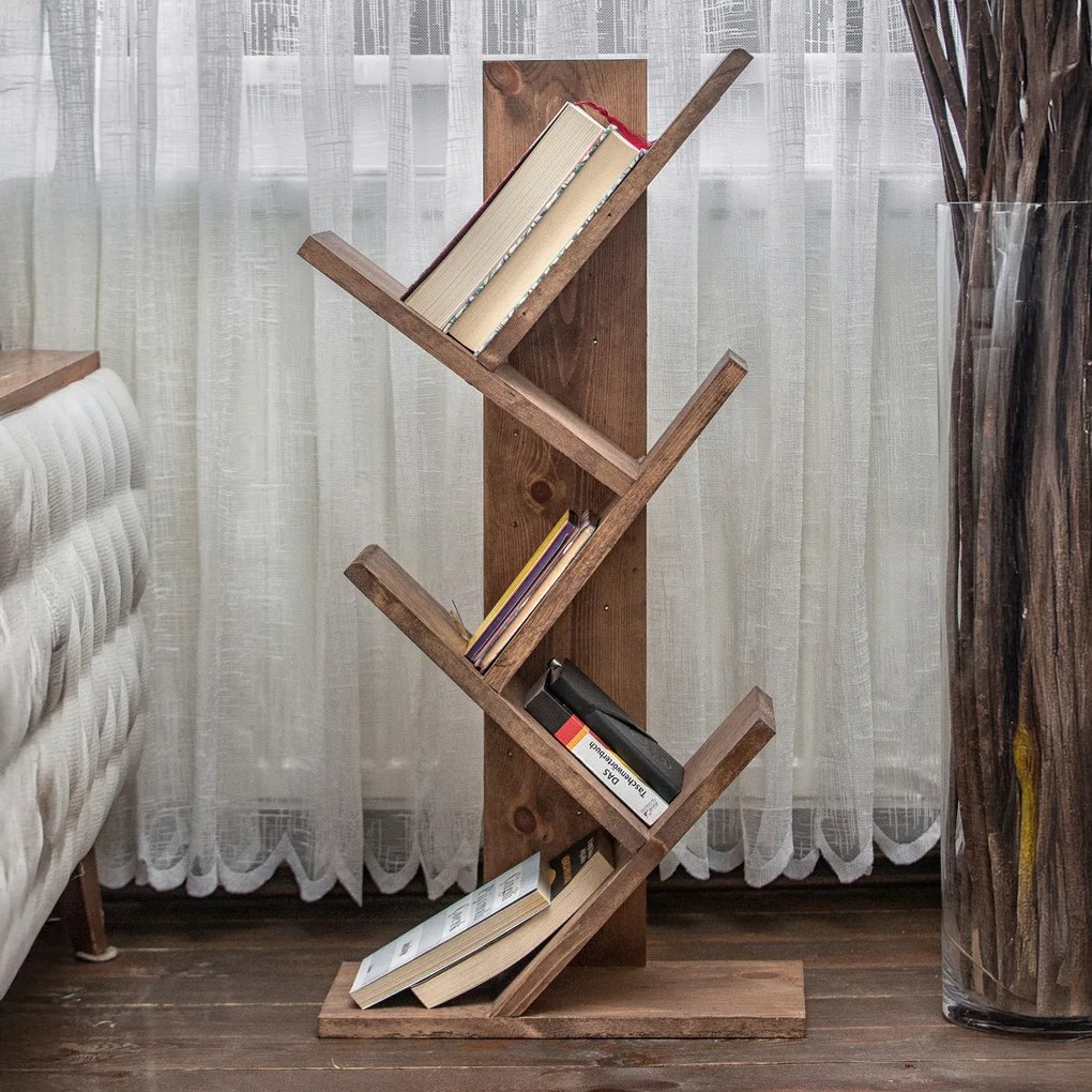 Knižnica Cemo Wooden Walnut