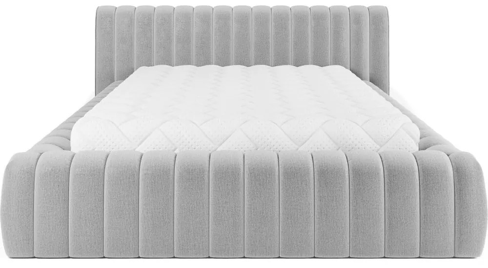 Svetlosivá čalúnená dvojlôžková posteľ s úložným priestorom s roštom 180x200 cm Carilla – ELTAP