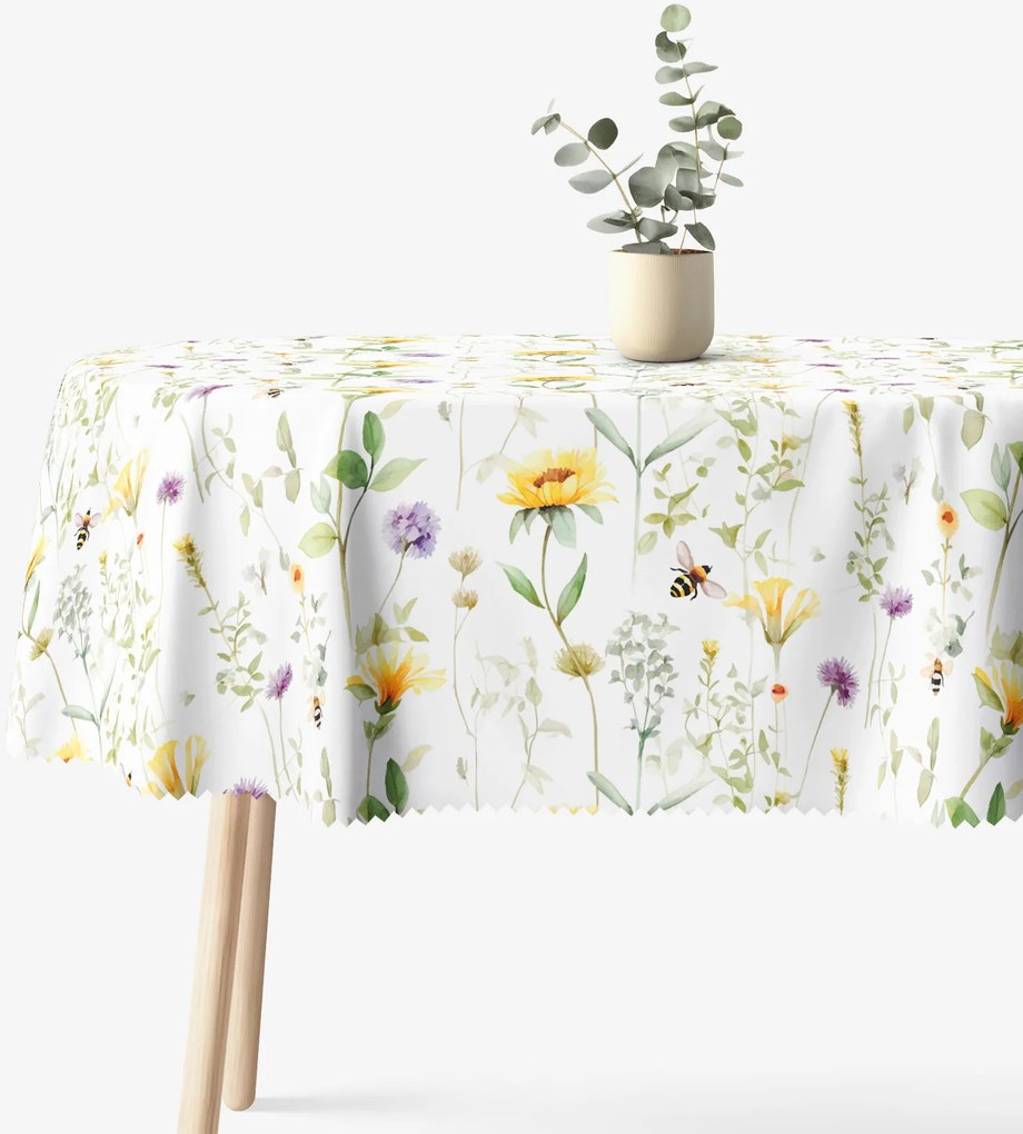 Goldea oválny teflónový obrus - lúčny svet 140 x 280 cm