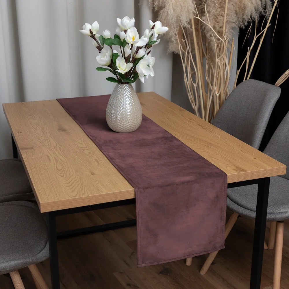 Biante Zamatový behúň na stôl Velvet Prémium SVP-019 Hnedofialový 35x160 cm