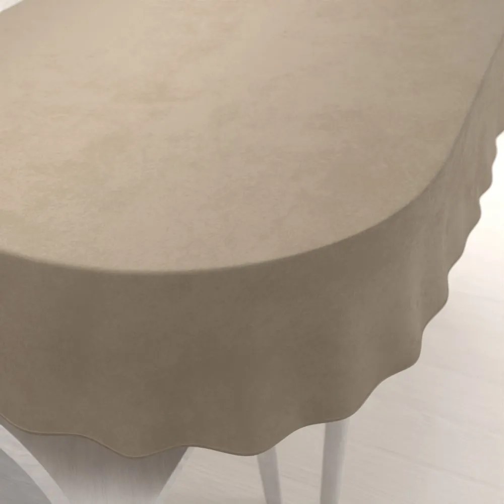 Biante Zamatový oválny obrus Velvet Prémium SVP-030 Sivobéžový 140x160 cm