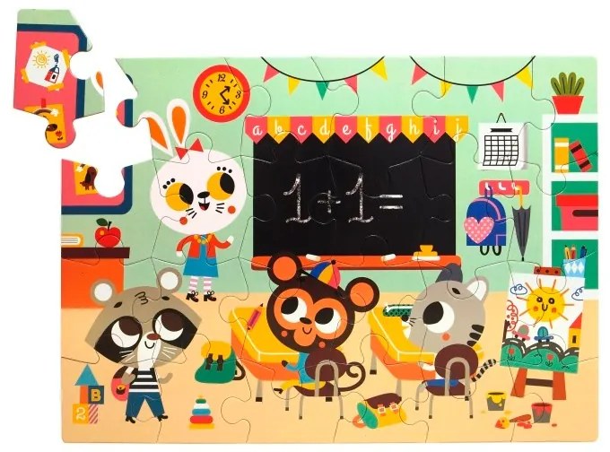 Petit Monkey Detské puzzle: Škola