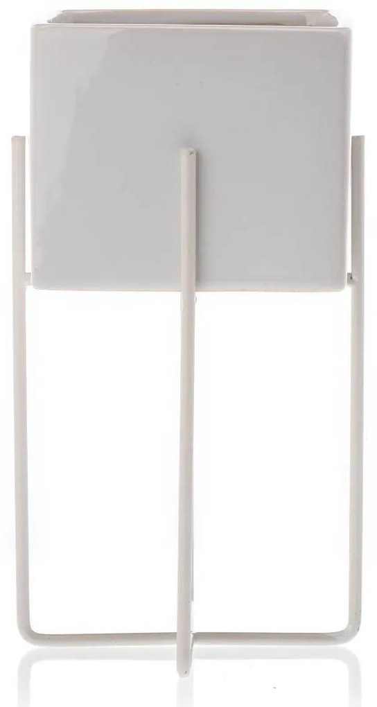 KERAMICKÝ KVETINÁČ SO STOJANOM MIZU 22X12 CM BIELA