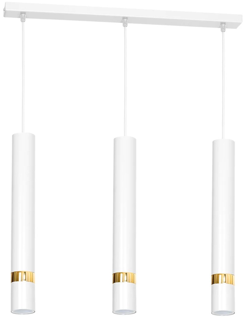 Závesné svietidlo Joker, 3x biele kovové tienidlo, w/g