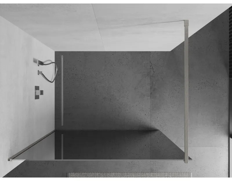 Mexen Kioto, sprchová zástena Walk-In 80 x 200 cm, 8mm sklo vzor zrkadlo, brúsená oceľ profil, 800-080-101-97-50
