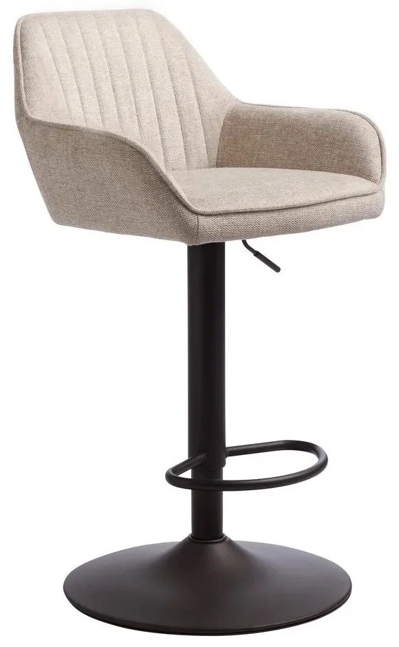 Béžová čalúnená barová stolička s nastaviteľnou výškou/s podrúčkami (výška sedadla 65 cm) Nolan – Unique Furniture