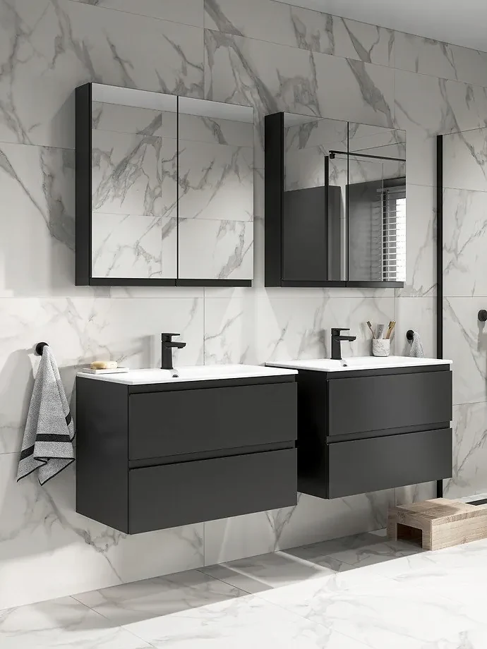 Cersanit Moduo SET, závesná skrinka 60x45x57 cm + umývadlo 60cm, antracitová matná, S801-472-DSM