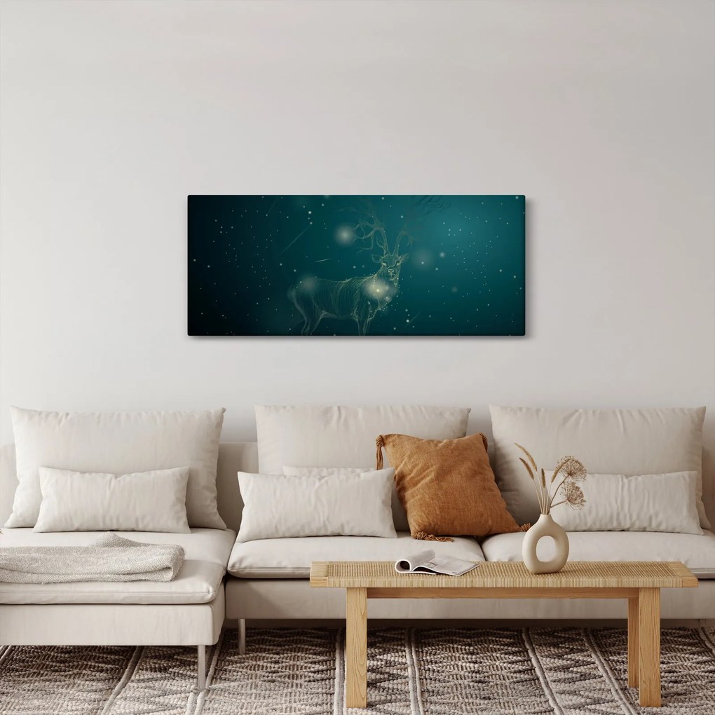 Obraz - Magický jeleň v noci (120x50 cm)