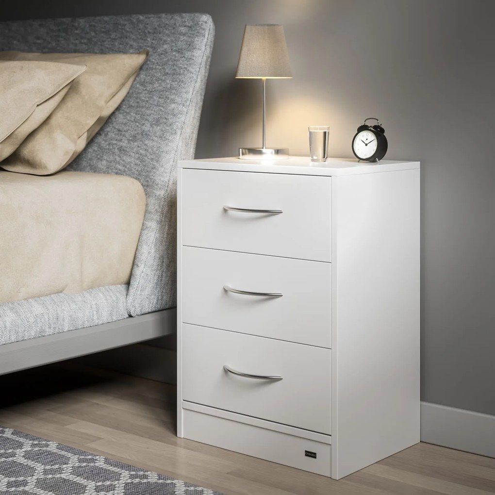 Nočný stolík ELOISE s podsvietením, 54x39x28cm, biela Casaria