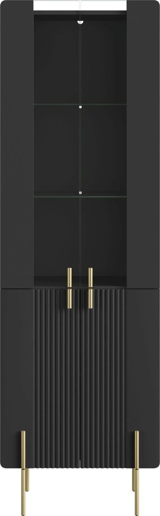 Vitrína Malmi 60 cm - čierny mat / zlatá