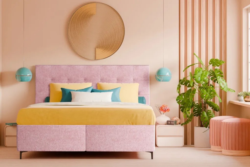 Posteľ s úložným priestorom Dora 180x200 cm, ružová látka