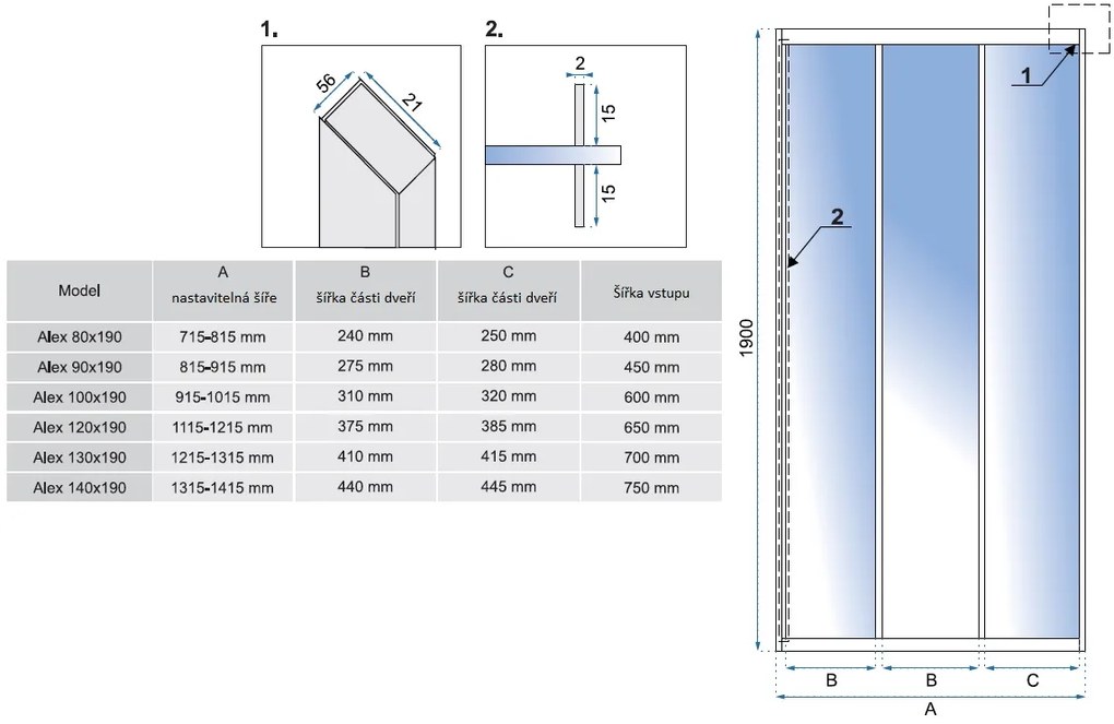 Sprchové dvere MAXMAX Rea ALEX