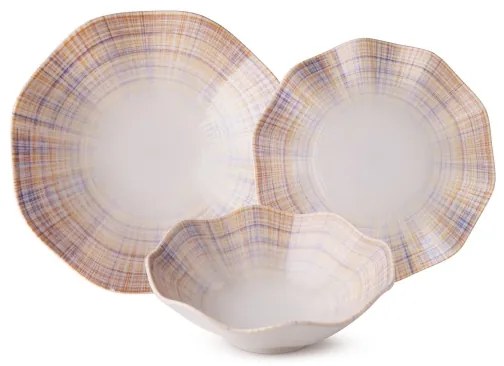 24-dielna jedálenská súprava, oranžová/modrá, porcelán