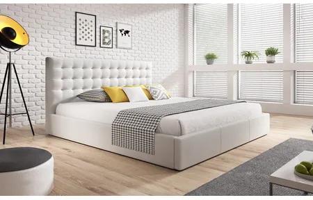 Čalúnená posteľ VERO rozmer 140x200 cm - Eko - koža Biela