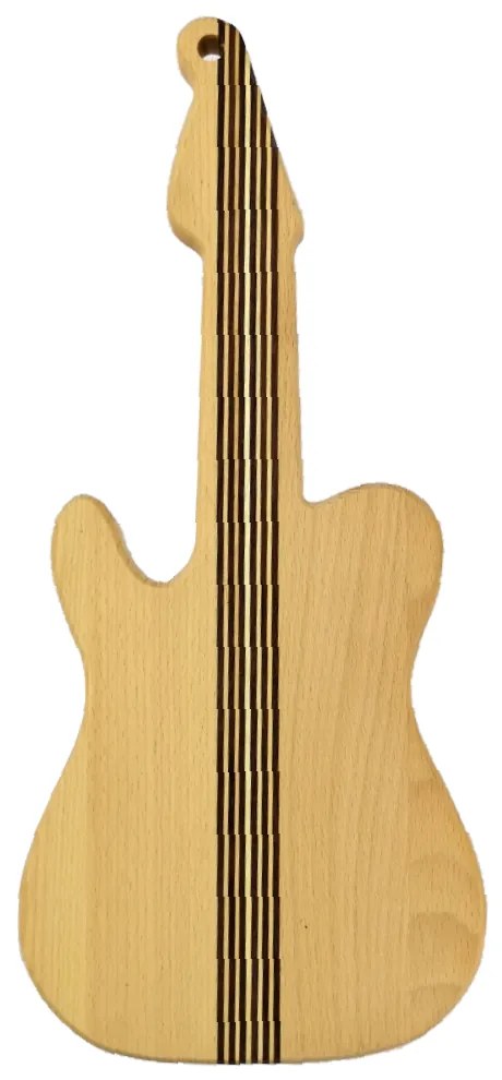 AMADEA Drevená doštička v tvare gitary, masívne drevo, 45x20x2 cm