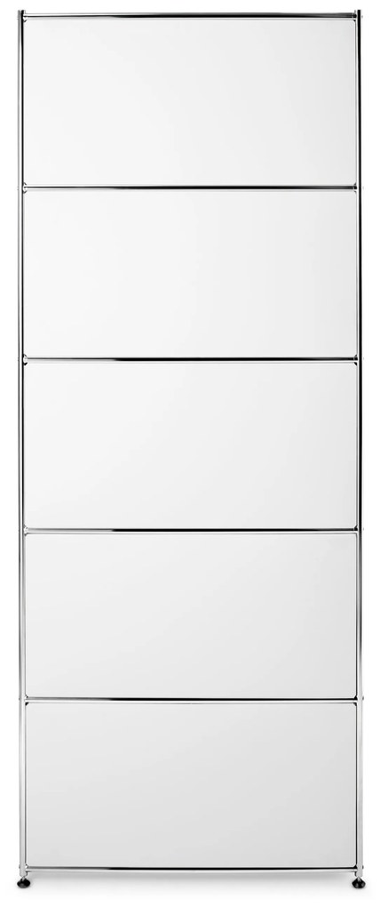 Vysoký kovový regál »CN3« s výklopnou priehradkou, biely