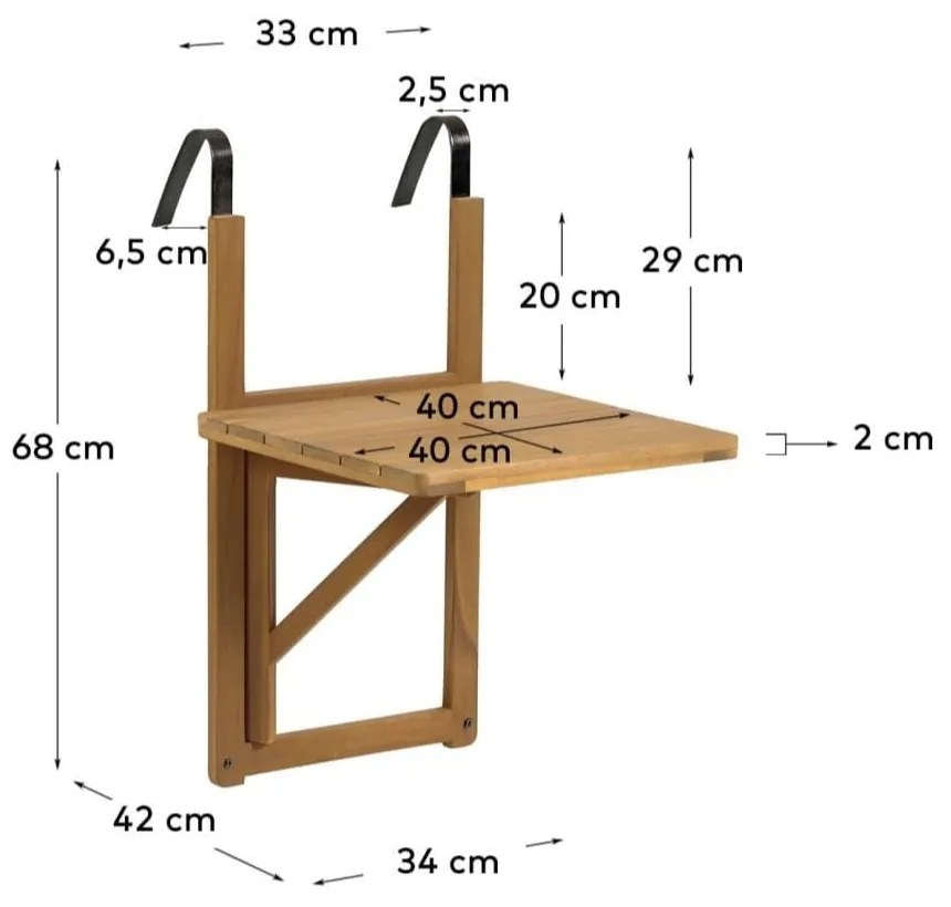Závesný balkónový stolík 40x42 cm Amarilis – Kave Home