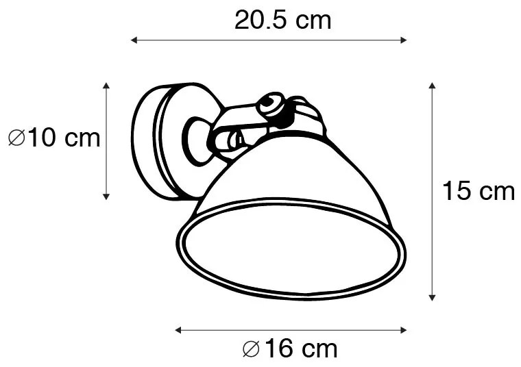 Priemyselná nástenná lampa bronzová s nastaviteľnou meďou - Liko