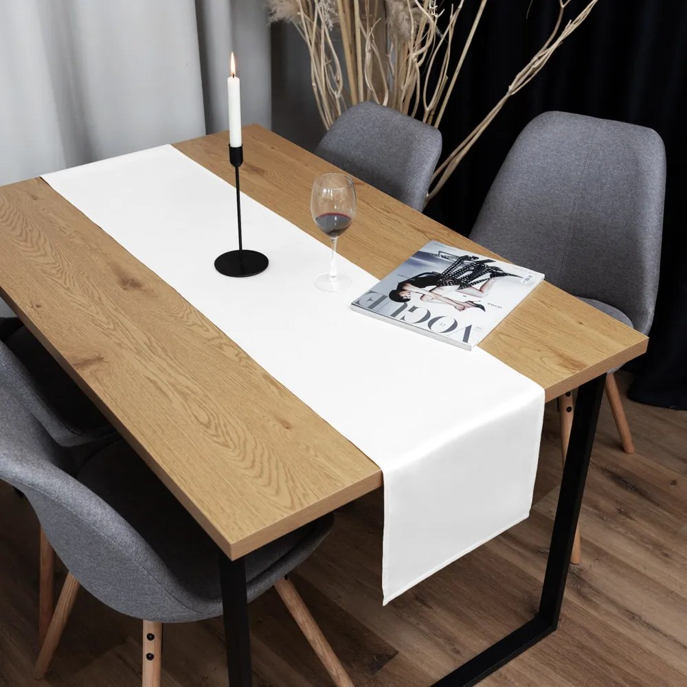 Biante Saténový behúň na stôl polyesterový Satén LUX-040 Biely 35x180 cm