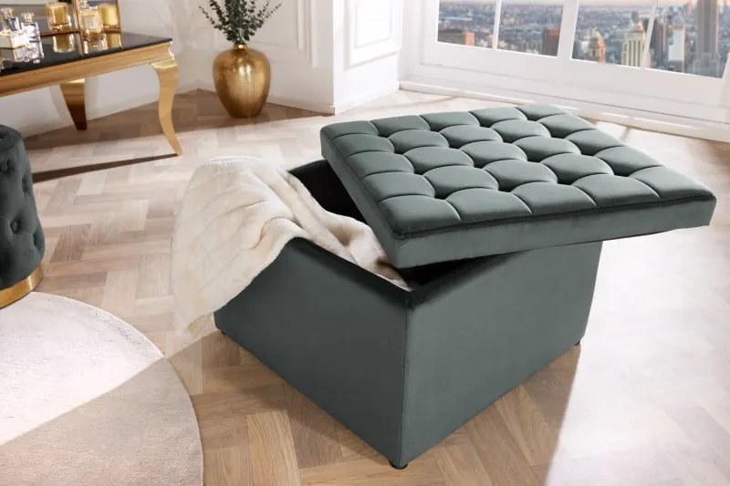 Taburetka moderná baroková 60cm zamatovo šedá