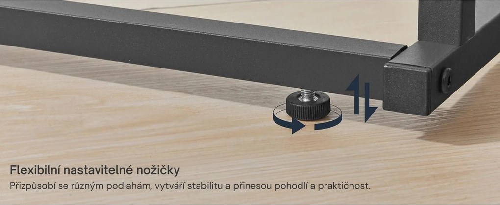 Odkládací stolek Houseland Fill s nabíjecí stanicí a kapsářem hnědý/černý