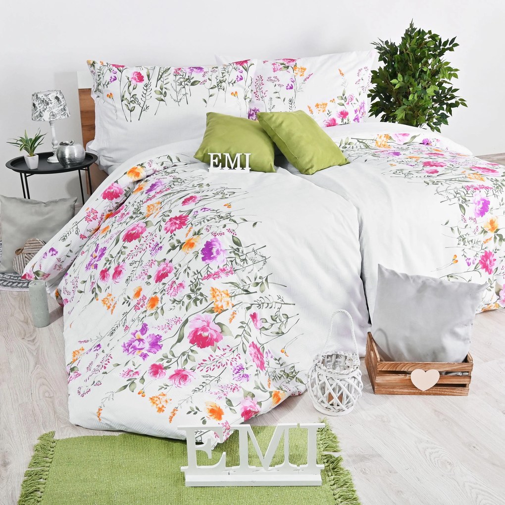 Obliečky bavlnené Tatiana biele EMI: Predĺžený set jednolôžko obsahuje 1x 140x220 + 1x 70x90