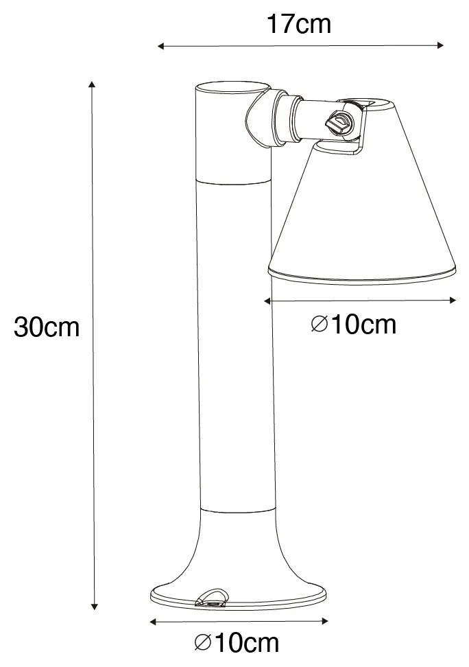 Moderné vonkajšie stĺpové svietidlo hrdzavohnedé 30 cm IP44 nastaviteľné - Ciara