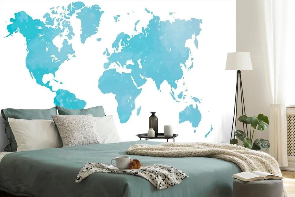 Tapeta mapa sveta v modrom odtieni - 225x150