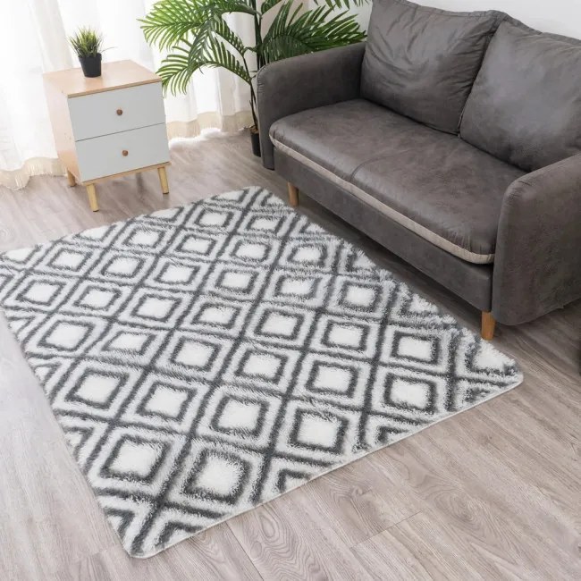 Protišmykový koberec DECOR biely / sivý