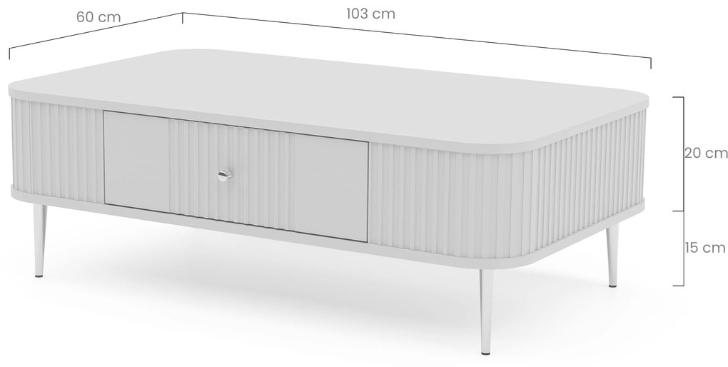 Konferenčný stolík so zásuvkou Vesper 103x60 cm - kašmír / orech / čierne nohy