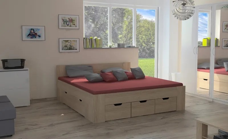 Posteľ Astral 160x200 cm, dub sonoma