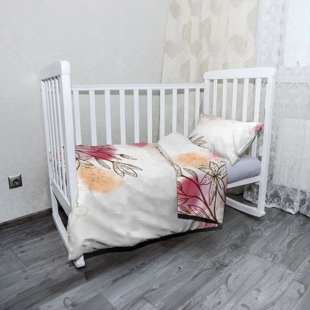 Sablio Mikroplyšové detské obliečky do postieľky Jarný akvarel - 100x135 / 40x60