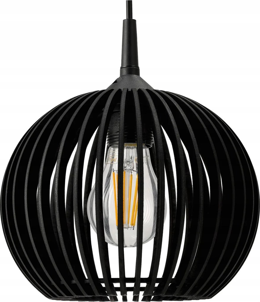 Tienidlo pre lustrovú lampu, drevená guľa, čierne