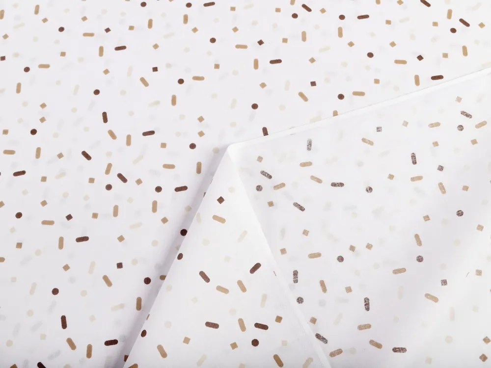 Biante Detský bavlnený záves Sandra SA-396 Hnedo-béžové konfety na bielom 150x160 cm